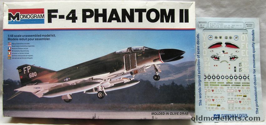 Monogram 1/48 F-4C / F-4D Phantom II Col Robin Olds 1967 / Capt Steve Ritchie 1972 / 23rd TFS Germany - With Microscale Decals Mig Killers - White Box Issue, 5800 plastic model kit